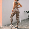 2020 women fashion sports leopard print bodybuilding hollowed-out jumpsuit